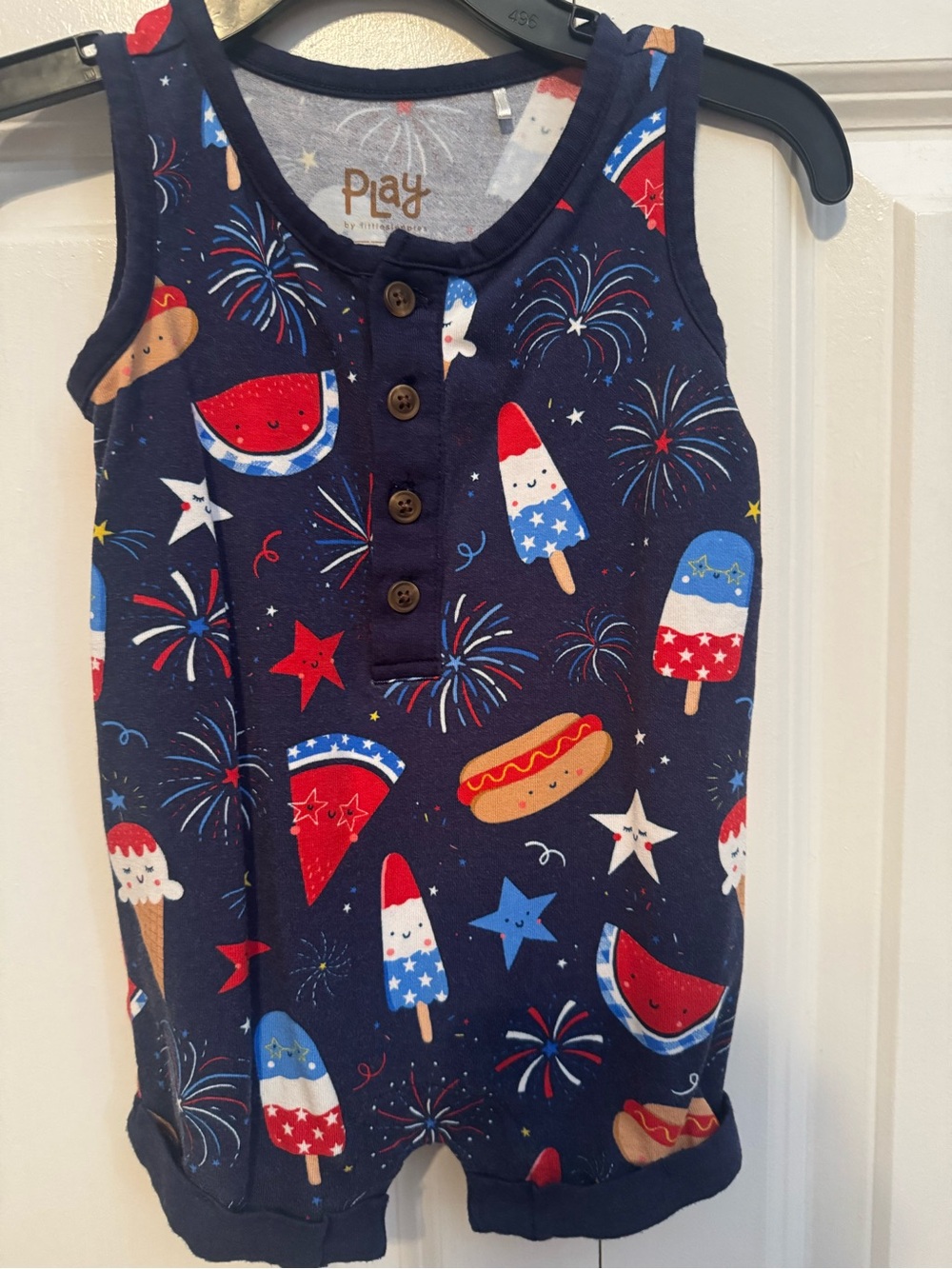 Little Sleepies Navy Red White & Blue Fireworks Americana One-Piece